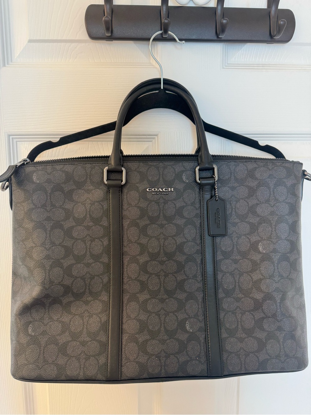 COACH Black City Tote in Charcoal/Black
